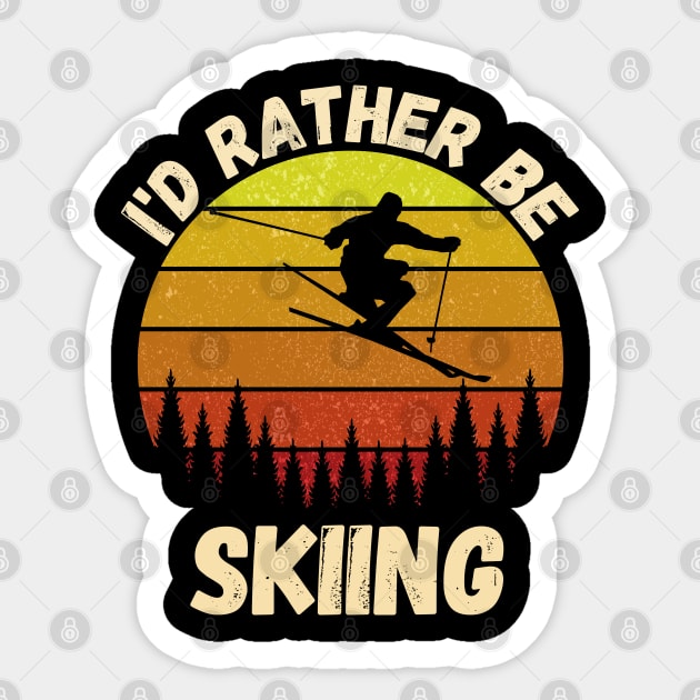 i'd rather be skiing funny skiing gift for skiing lovers Sticker by Drawab Designs